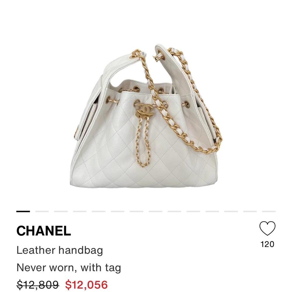 CHANEL 25 White Caviar Leather with Gold Chain